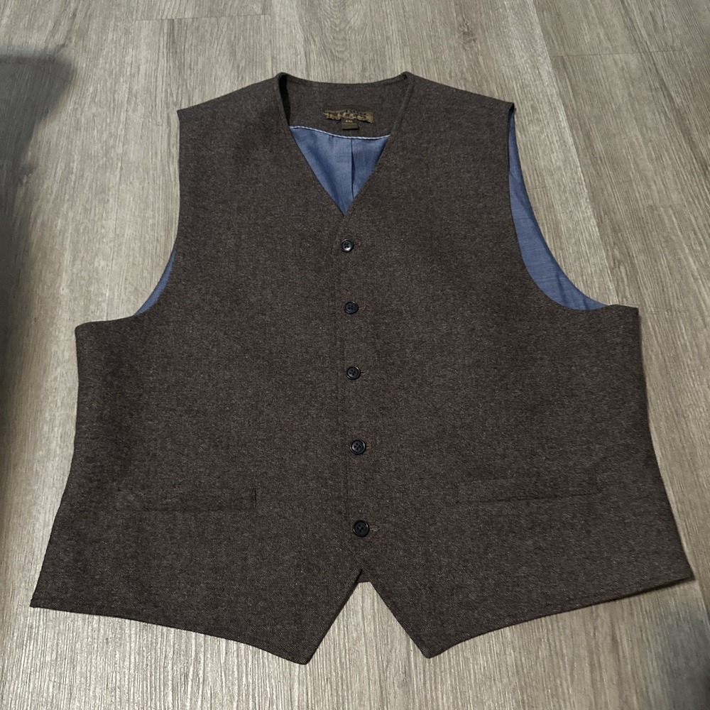 New Pronto Uomo Blue Men's 2XL XXL Vest Waistcoat Wool Blend Brown NWT